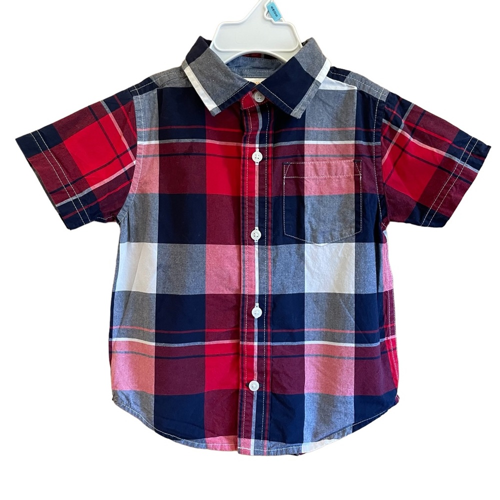 Gymboree plaid shirt-sleeve button down shirt, sz 18-24m.
